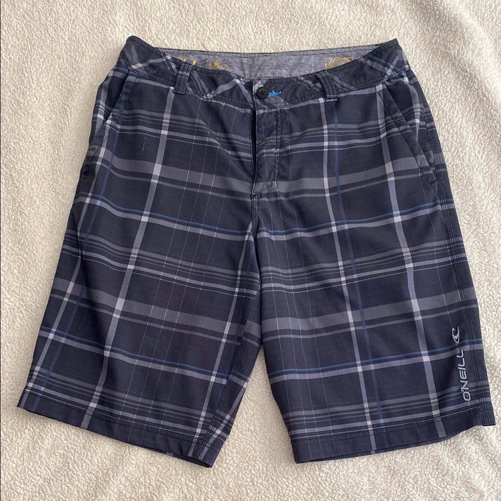 O'Neill Navy and Gray Checkered Shorts